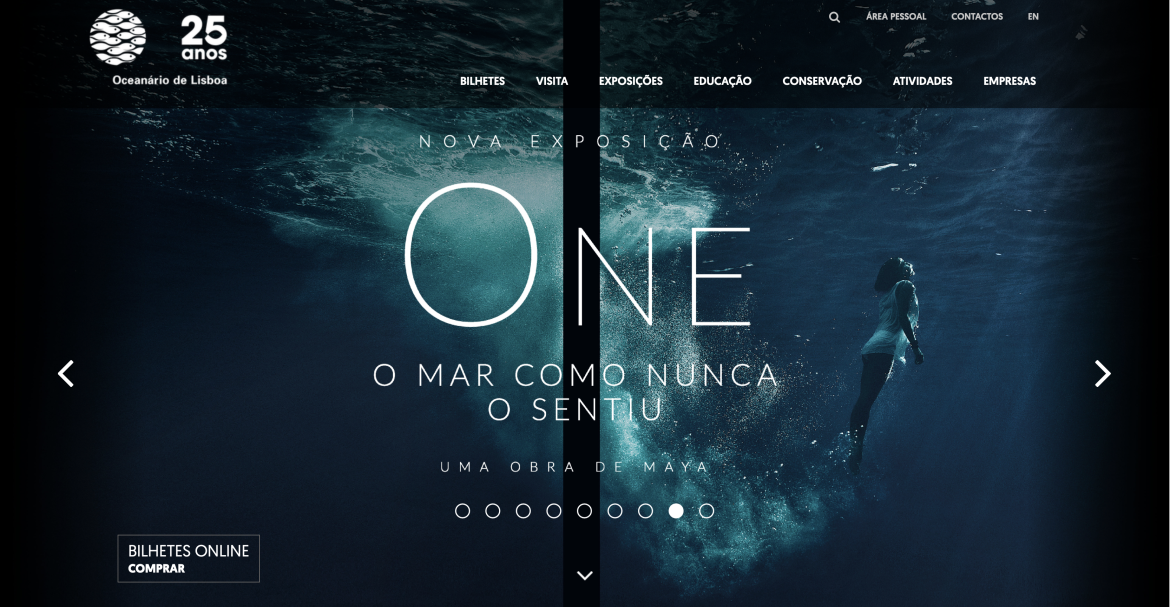 Captura Pantalla Sitio Web Oceanario de Lisboa